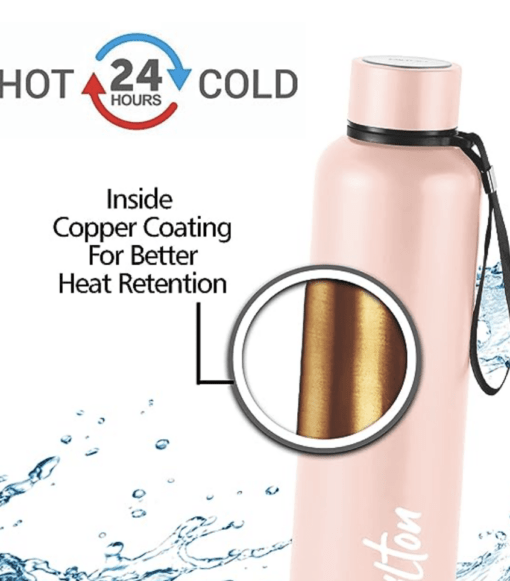Milton Aura 1000 Thermosteel Bottle, 1.05 Litre, Beige | 24 Hours Hot and Cold | Easy to Carry | Rust & Leak Proof | Tea | Coffee | Office| Gym | Home | Kitchen | Hiking | Trekking | Travel Bottle - Image 3